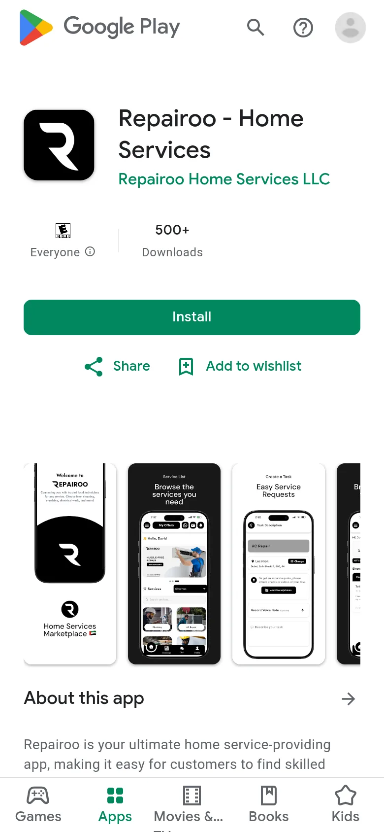 Repairoo app screenshot